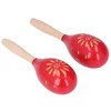 2 Pcs Maracas Red Carved Wooden Sand Ball Percussion Instrument