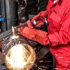 Scan SCAGLOWELRED Welders Gauntlets, Red, 35cm (14in) Cowsplit leather with