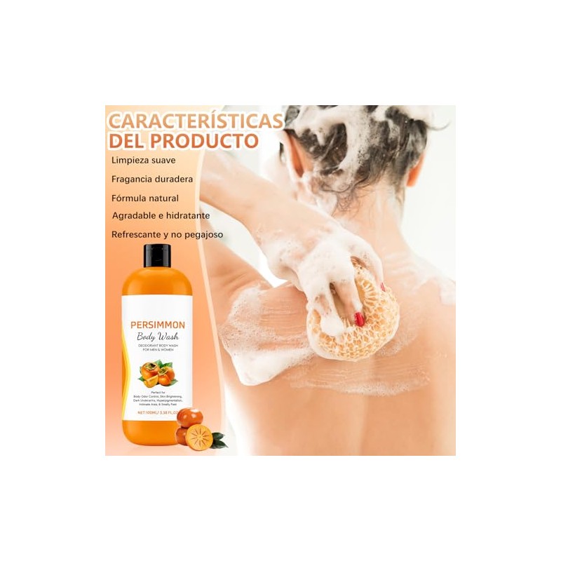 2PCS Shower Gel de Caqui Desodorante-Control Eficaz Del Olor Corporal,Gel