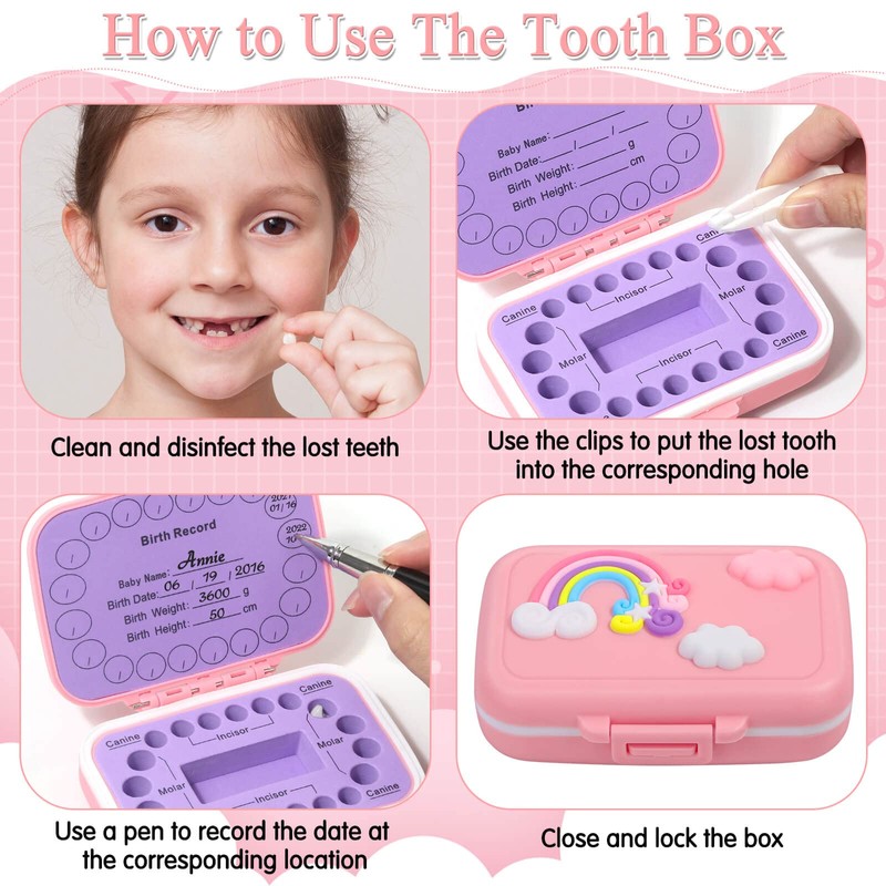Caffox Tooth Holders for Kids Keepsake, Baby Teeth Keepsake Box,