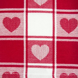DII 100% Cotton, Machine Washable, Mother's Day, Valentine's Day & Spring Tablecloth, 60x84, Red & White Check with Heart, Seats 6-8 People