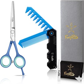 Fengliren Professional Sharp Barber Hair Cutting Scissors Hairdresser Shears For Hair 5.5 Inch Haircut Scissor Made Of Stainless Steel For Hairdressing Salon and Home Use (Blue)