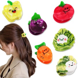 Hapdoo 6pcs Vegetable Hair Clips, Mini Cute Funny Hair Claw Clips for Women Girls Hair Accessories Gifts
