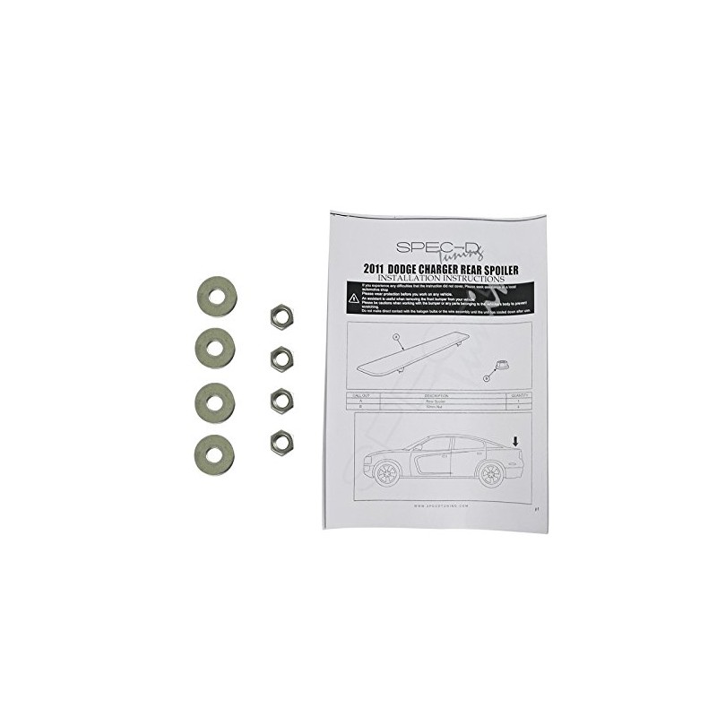 Spec-D Tuning Rear Trunk Wing Abs Spoiler Black Compatible with