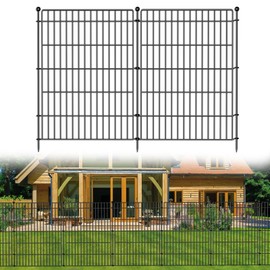 5 Panels No Dig Garden Fence Animal Barrier, 44in(H) × 11.8ft(L) Decorative Metal Outdoor Dog Fence, Rustproof Pet Fencing for Yard, Patio, Flower Bed -Temporary Fencing| Easy to Install