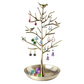 Discoball® Birds Jewellery Stand, Earrings, Necklace, Ring, Jewellery Holder / Jewellery Display Stand, Organiser, Rack (Silver/Bronze/Gold), Gold