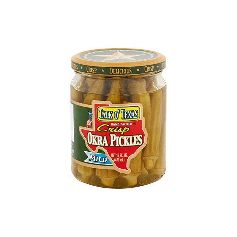 Talk O' Texas Crisp Okra Pickles Mild 16 Oz (Pack