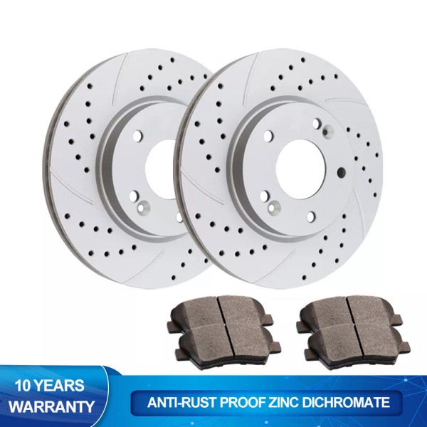 AutopartsMAXonine 280mm Front Brake Rotors and Ceramic Pads for Hyundai