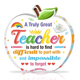 DPKOW Thank You Teacher Gifts for Woman Men, Apple-Shaped Acrylic Plaque Teacher Appreciation Gifts Nursery Teachers Teaching Assistant Christmas Birthday Gift, Teachers Acrylic Keepsake