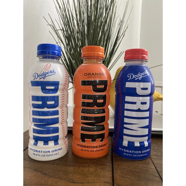 2 Rare La Dodgers & 1 Orange prime hydration drink