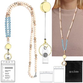 ELUORA Retractable lanyards for ID Badges Lanyards for Keys Badge Lanyard ID Badge lanyards for Nurses Teacher Lanyard Badge Holder Cute Keychain Lanyard for Women (Opal)