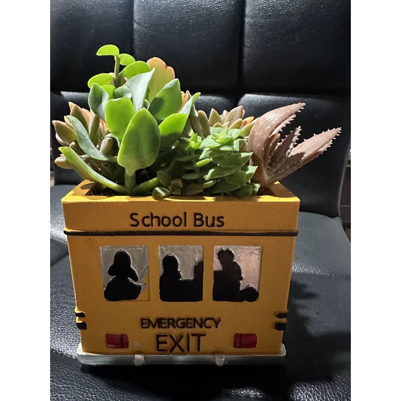 Nancy Pew Cute School Bus Planter - Or Multiply Use