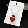 Inateannal Red Crystal Heart Pendant Necklace Black Rose Flower Heart