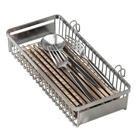 kaileyouxiangongsi 304 Stainless Steel Utensil Drying Rack/Chopsticks/Spoon/Fork/Knife Drainer Basket Flatware Storage Drainer (Square)