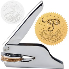 CRASPIRE Dragon Embossed Stamp Book Ex Libris Library 1.6in Stainless Seal Stamper Hand Held Embosser Bookplate Bookish Teacher Notary for Graduation Gift Envelope Wedding Invitation Paper Napkin
