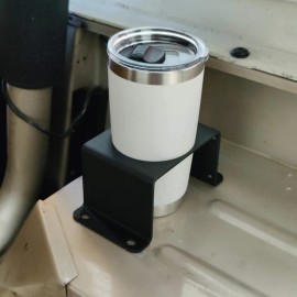 Black Flat Front Rear Cup holder for Jeep Wrangler YJ STEEL, MADE IN USA -PAIR