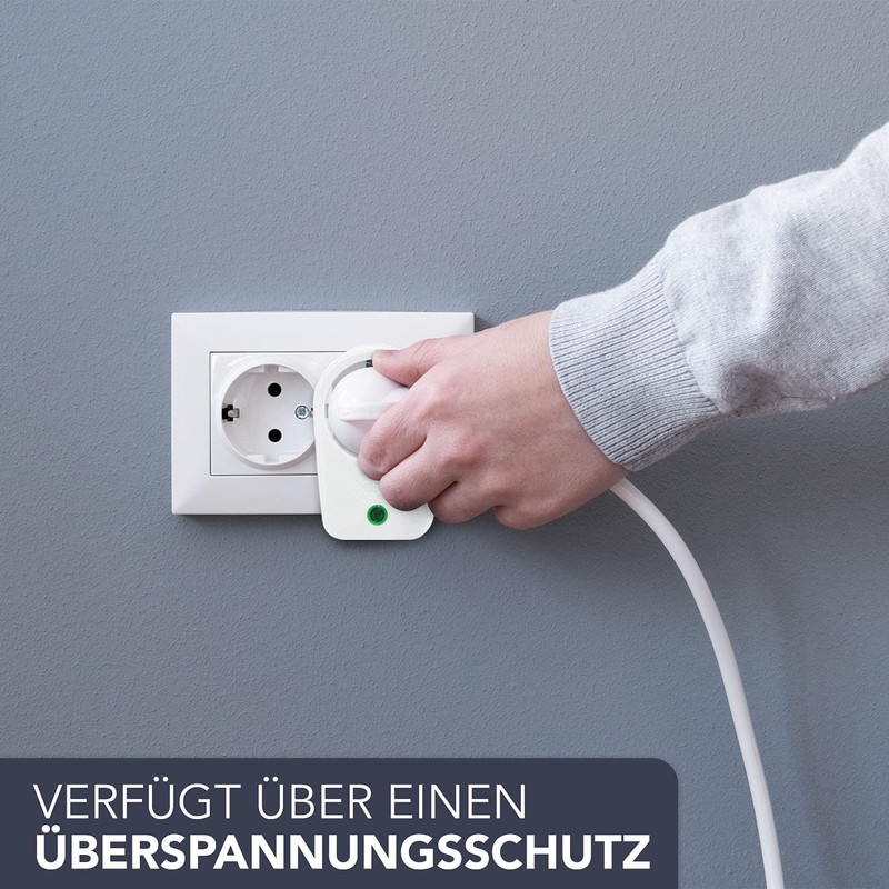 PerfectHD Steckdosenadapter mit Überspannungsschutz - Zwischenstecker - Blitzschutz - 5er-Set