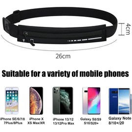 Slim Running Belt Fanny Pack, Adjustable Reflective Phone Holder Runners Waist Pouch Belt for Workout, Money Belt Running Gift Gear Accessories (Black)