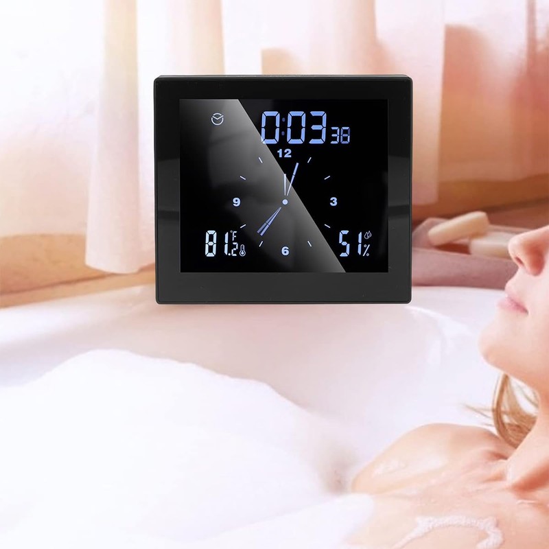 Ieron Shower Clock Waterproof IP65 Waterproof Bathroom Digital Clock with