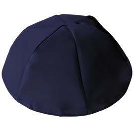 Zion Judaica Rich Navy Satin Kippah 7" Large Blue Silk Rosh Hashanah Yamaka Prayer Hat High Holidays Silky Yarmulke Yom Kippur Yamulke for Shul Wedding Bar/Bat Mitzva Shabbat 6 Panel Synagogue Kipa