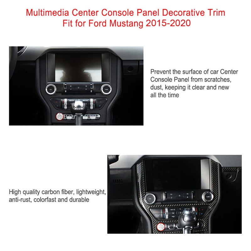 Carbon Fiber Multimedia Center Console Panel Decorative Trim Sticker for