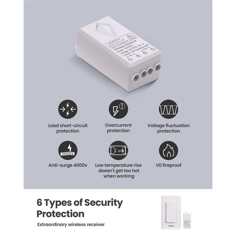 Zoiinet Wireless Lights Switch Kit, with 2 Switches, Buckle Design