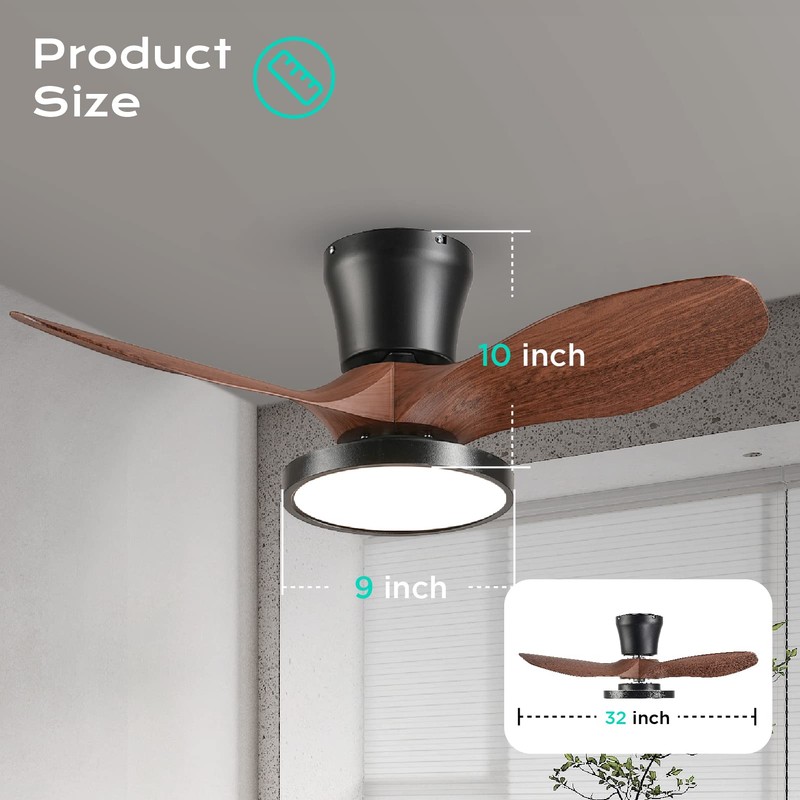 ocioc Quiet Ceiling Fan with LED Light DC motor 32