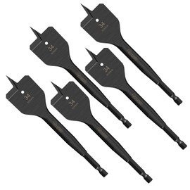 5 x SabreCut SCRIW34_5 34mm x 152mm Impact Rated Flat Wood Spade Bits Compatible with Bosch Dewalt Makita Milwaukee and Many Others