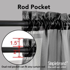 Simplebrand Black Sheer Curtains 63 Inch Length 2 Panels, Rod Pocket Solid Color Window Sheer Curtain Panels, Elegant Curtains & Drapes for Living Room, Bedroom 2 Panels (Black, 42" W x 63" L)