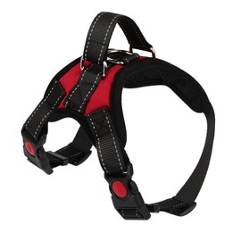 Dog Harness, Adjustable, Reflective Dog Harness, Safety Harness for Medium and Large Dogs, Chest Harness, Soft Padded, Breathable (M, Red)