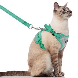 Supet Cat Harness and Leash for Walking Escape Proof, Adjustable Harness for Cats, Easy Control Small Cat Harness for Medium Large Kitten Green