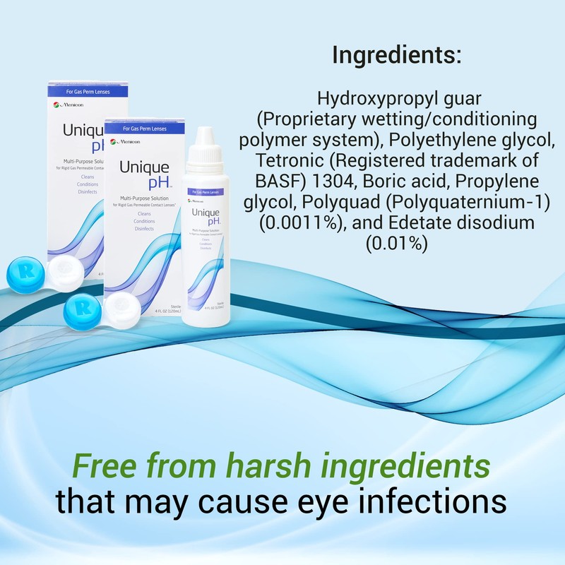 Menicon Unique pH Multi-Purpose Contact Solution + RGP Lens Case,