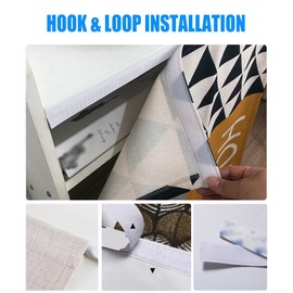 Liveinu Cabinet Curtains for Kitchen Waredore Bathroom Dust Proof Curtain for Shelves Wall Panel Hanging Doorway Noren Hook & Loop Install 15.6" W x 27" H Black