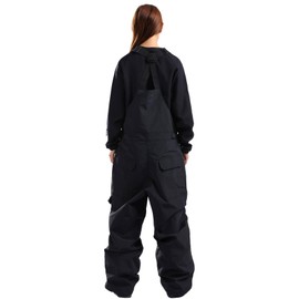 GSOU SNOW Snowboard Bibs Women Ski Pants Snow Overalls Super Baggy Waterproof Winproof Insulated Warm,Black S