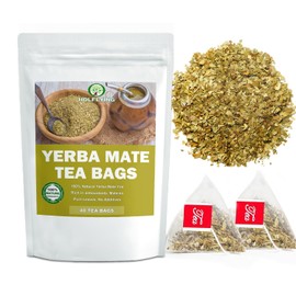 100% Natural Yerb Mate Tea, 40 Teabags, Pure Yerb Mate Leaf Tea, No Additives, No Gmo