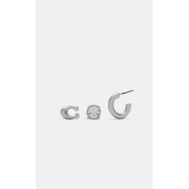 COACH Boxed Signature Stud Earrings Set, 3 pair Silver-tone C7790