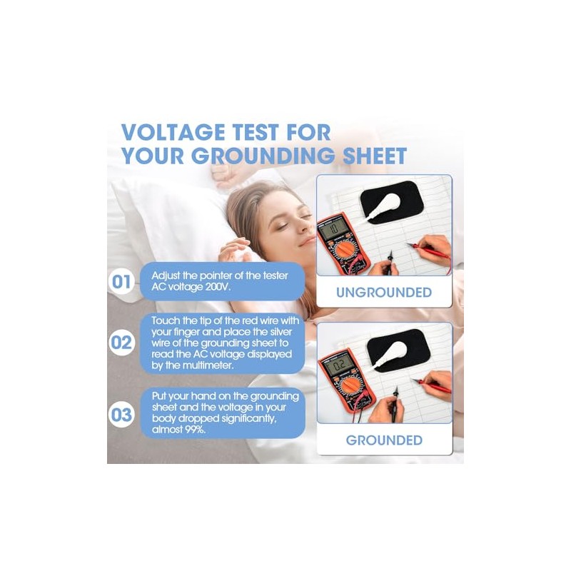 Grounding Sheet for Sleep Wellness, 203x99cm Earthing Mat with Silver