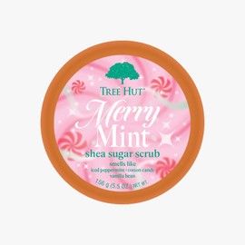 Tree Hut Merry Mint Mini Shea Sugar Scrub, Exfoliating & Hydrating Body Scrub with Shea Butter & Essential Oils, Smooth Skin, For All Skin Types, Holiday Gift & Stocking Stuffer, Vegan, 5.5 oz.