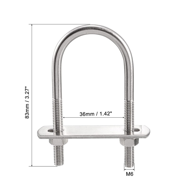 sourcing map Round U-Bolt 1.42"(36mm) Inner Width 83mm Length Steel