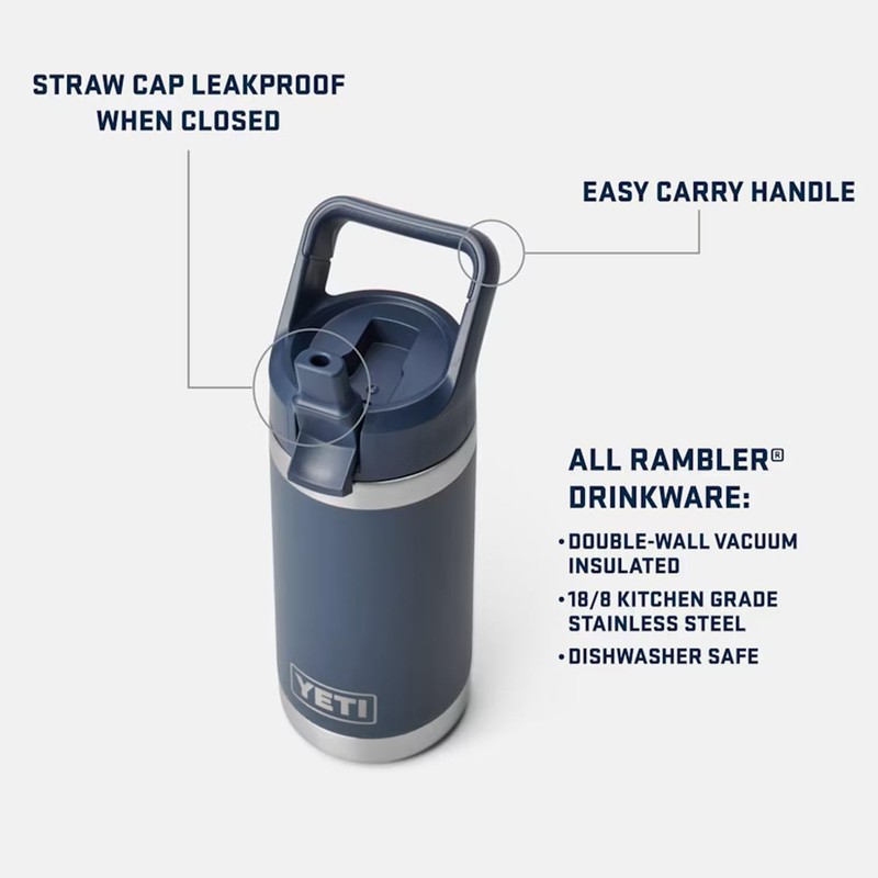 YETI Rambler Jr. 12 oz Kids Bottle, with Straw Cap,