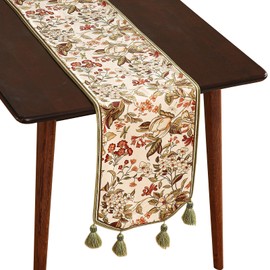 ISAENNE Designer Luxury Velvet Table Runner 71 Inches, Farmhouse Flower Pattern Table Runners for Dining Tables, Decoration for Kitchen,Parties,Thanksgiving,Christmas,New Year,12"x71"