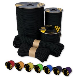 EdcX Paracord 4mm, 35+ Solid Colors (15m, 30m, 50m, 100m, 300m) | Ideal for Crafting, DIY, Camping, Survival, Outdoor | 100% Nylon Rope 4mm | Tactical Cord 550 Type III (Black, 15 m)
