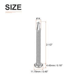 DTGN #14x2-1/2" Pan Head Self Drilling Screws - 25Pack - 410 Stainless Steel Phillips Drive Self Tapping Sheet Metal Screws