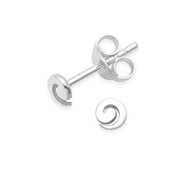 Sterling Silver Mini solid swirl Stud Earrings - SIZE: TINY: 4mm TEENY WEENY but cute little studs. Gift Boxed.5078