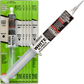 Finish Line Caulk – Acrylic Urethane Elastomeric Sealant – Pre-Filled Precision Caulk Gun – White – 5-Pack – Flexible & Durable Sealant for Trim, Baseboards, and Small Cracks
