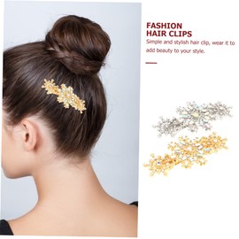 Healvian 2pcs Rhinestone Snowflake Hair Clips Elegant Headdress Accessories for Women and Girls for Christmas Parties and Celebrations
