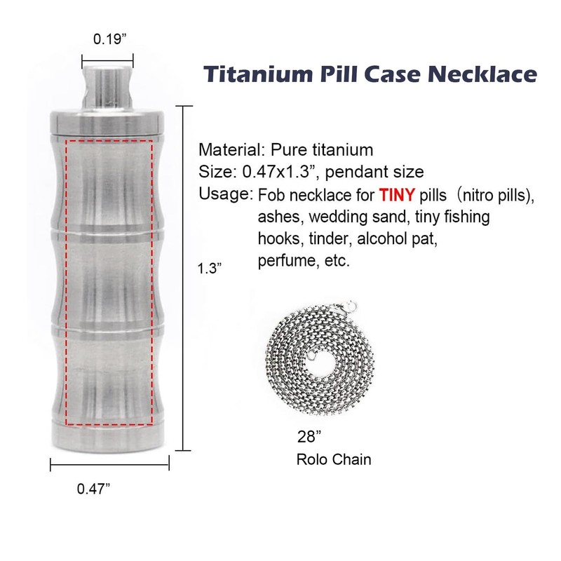 Titanium Small Pill Box Titanium Pill Case Necklace Nitro Mini