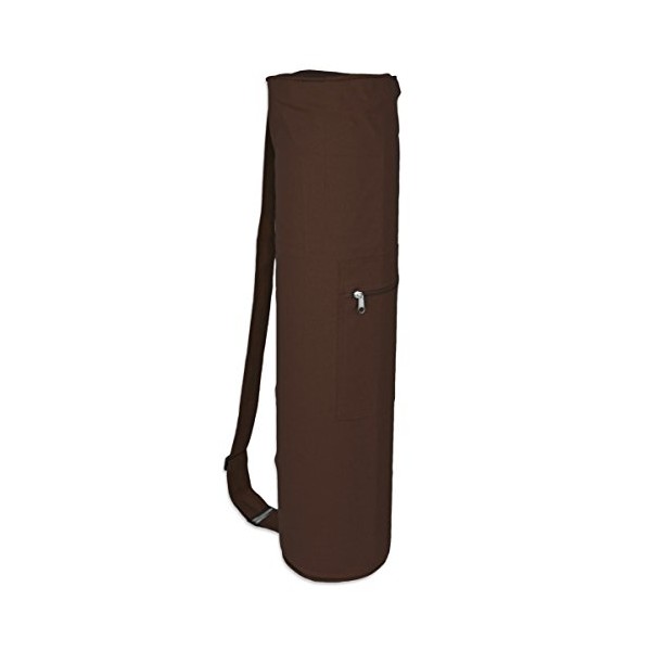 YogaAccessories Cotton Zippered Yoga Mat Bag - Dark Brown