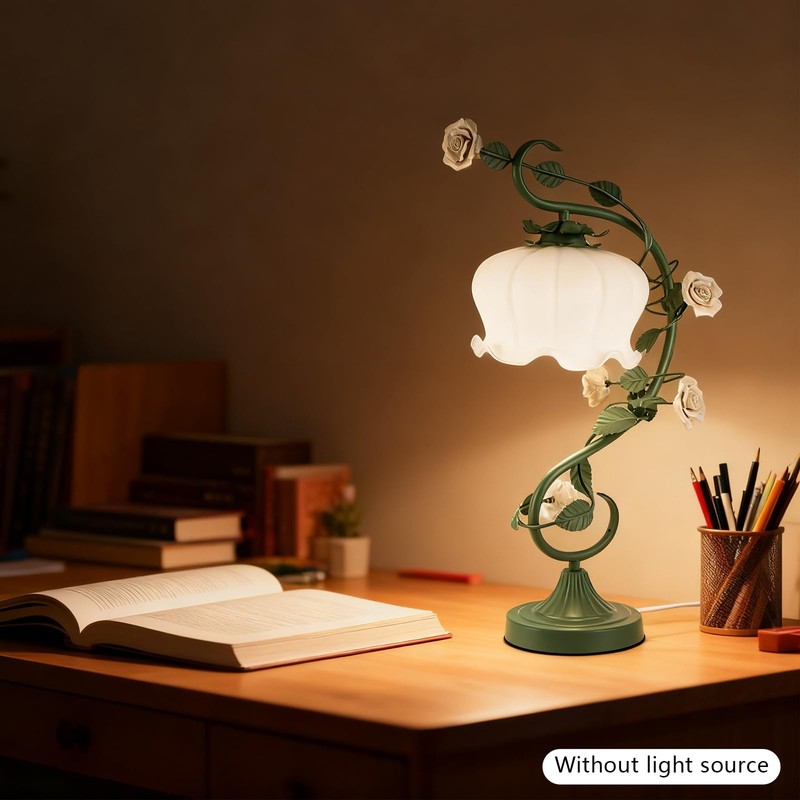 YIYIBYUS Table Lamp Flower Shaped Atmosphere Night Light Green LED