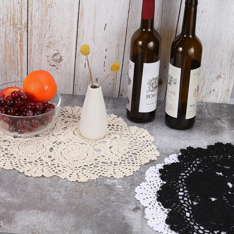 sourcing map 2 Pcs 18x12 Inch Handmade Crochet Doilies, Polyester